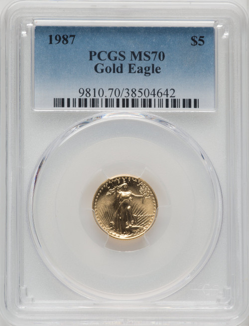1987 $5 Tenth-Ounce Gold Eagle PCGS MS70 (765229013)