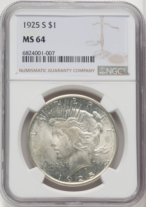 1925-S $1 Peace Dollar NGC MS64 (765367021)
