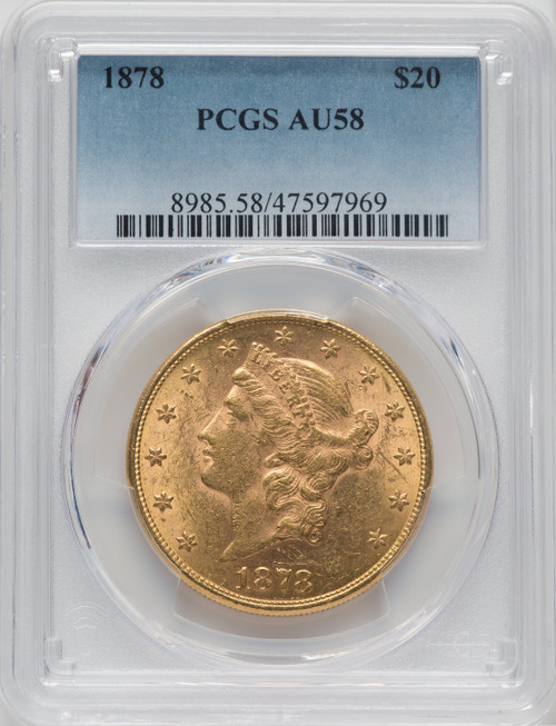 1878 $20 Liberty Double Eagle PCGS AU58 (571604079)