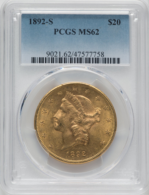 1892-S $20 Liberty Double Eagle PCGS MS62 (571631018)