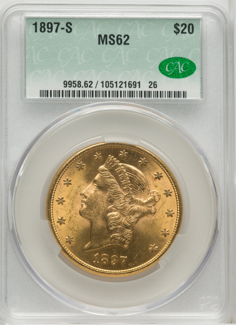 1897-S $20 Liberty Double Eagle CACG MS62 (571935019)