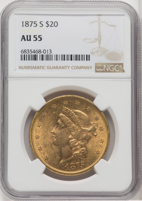 1875-S $20 Liberty Double Eagle NGC AU55 (571959030)