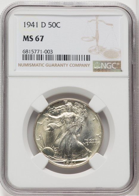 1941-D 50C Walking Liberty Half Dollar NGC MS67 (765522010)