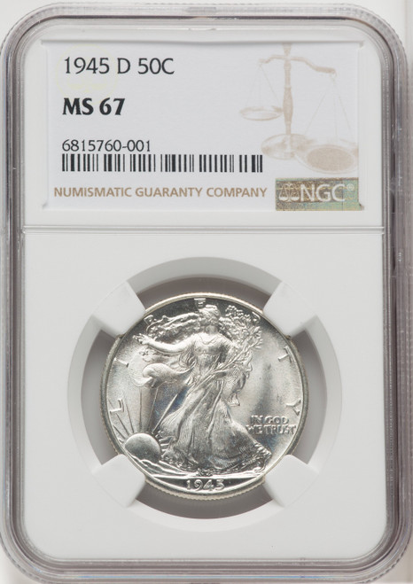 1945-D 50C Walking Liberty Half Dollar NGC MS67 (765522055)