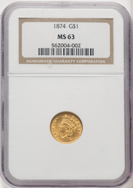1874 G$1 Gold Dollar NGC MS63 (765562004) 1874 G$1 Gold Dollar NGC MS63 (765562004)
