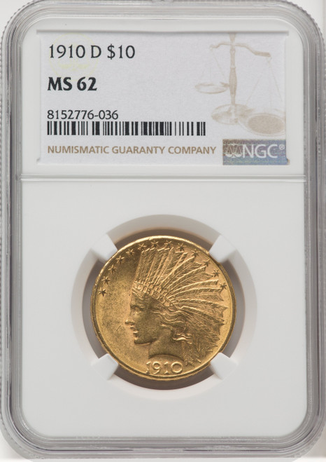 1910-D $10 Indian Eagle NGC MS62 (177068257)