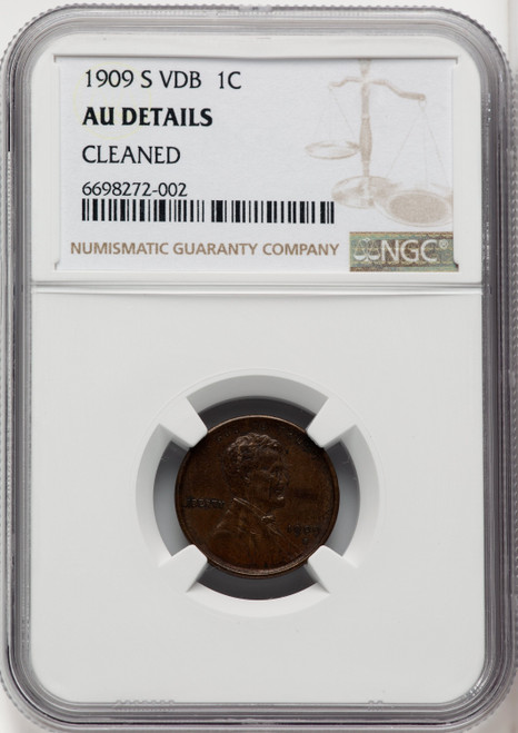 1909-S 1C VDB BN Lincoln Cent Details NGC AU50 (505022040)