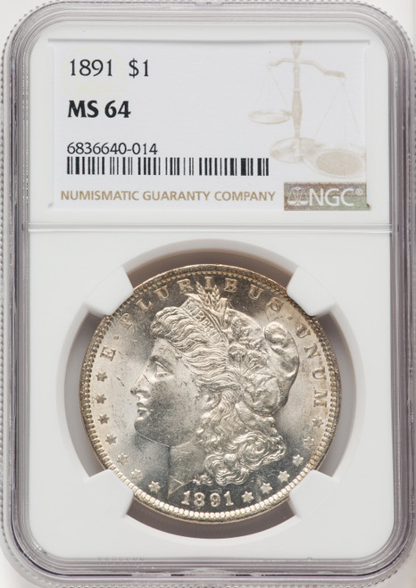 1891 $1 Morgan Dollar NGC MS64 (768656027)