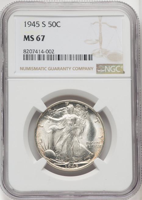 1945-S 50C Walking Liberty Half Dollar NGC MS67 (767645004)