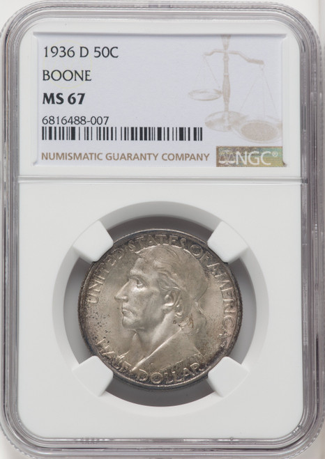1936-D 50C Boone Commemorative Silver NGC MS67 (767661018)