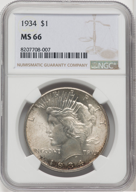 1934 $1 Peace Dollar NGC MS66 (768242014)