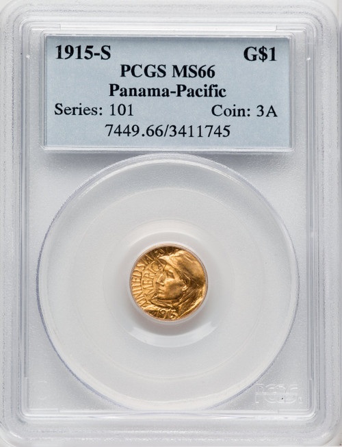 1915-S G$1 PAN-PAC Gold Dollar Commemorative Gold PCGS MS66 (768415009)