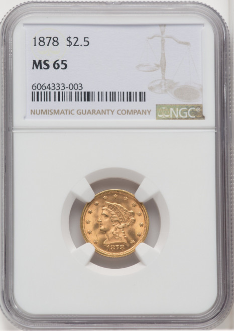 1878 $2.50 Liberty Quarter Eagle NGC MS65 (768602050)