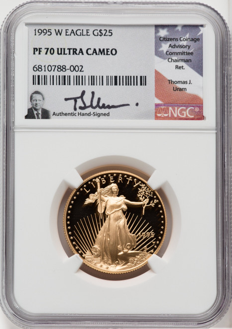 1995-W $25 Half-Ounce Gold Eagle NGC PF70 Thomas Uram