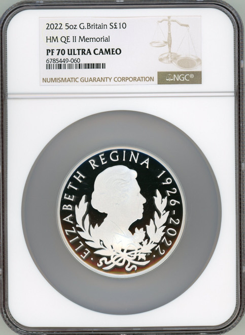 Charles III silver Proof  Queen Elizabeth II Memorial  10 Pounds (5 oz) 2022 PR70 Ultra Cameo NGC World Coins NGC MS70 (517036053)