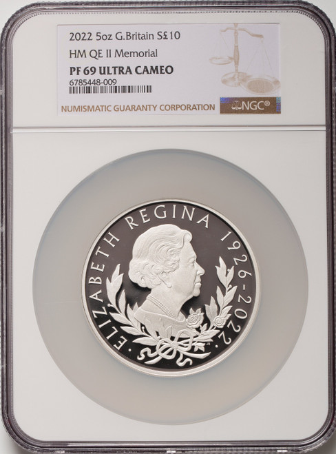 Charles III silver Proof  Queen Elizabeth II Memorial  10 Pounds (5 oz) 2022 PR69 Ultra Cameo NGC World Coins NGC MS69 (517036130)