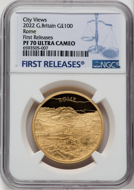 Elizabeth II gold Proof  City Views - Rome  100 Pounds (1 oz) 2022 PR70 Ultra Cameo NGC World Coins NGC MS70 (517093054)