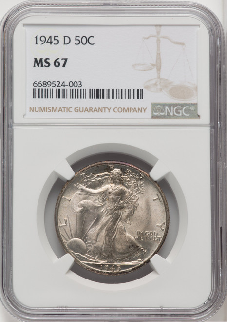 1945-D 50C Walking Liberty Half Dollar NGC MS67 (762731013)