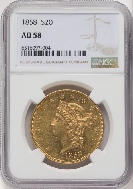 1858 $20 Liberty Double Eagle NGC AU58 (769211075)