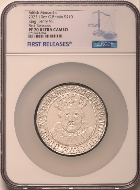 Charles III silver Proof  King Henry VIII  10 Pounds (10 oz) 2023 PR70 Ultra Cameo NGC World Coins NGC MS70 (517365012)