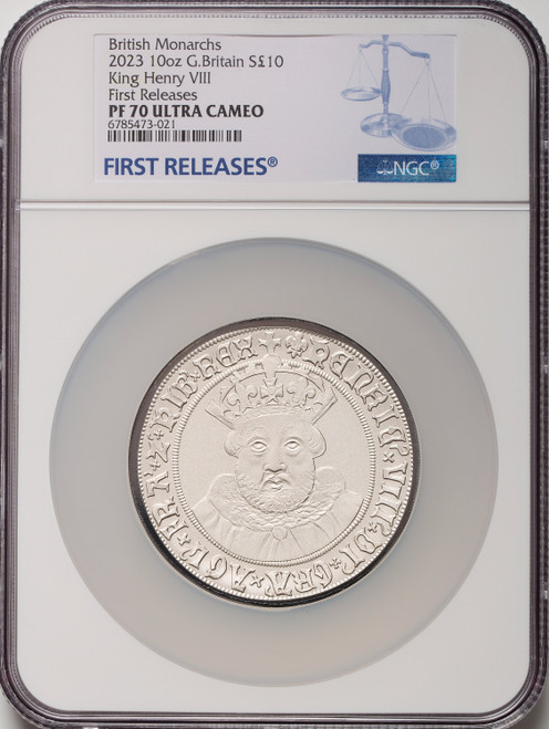 Charles III silver Proof  King Henry VIII  10 Pounds (10 oz) 2023 PR70 Ultra Cameo NGC World Coins NGC MS70 (517365022)