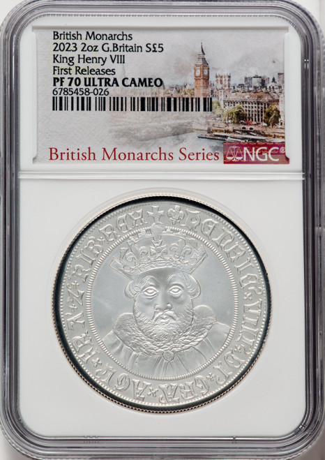 Charles III silver Proof  King Henry VIII  5 Pounds (2 oz) 2023 PR70 Ultra Cameo NGC World Coins NGC MS70 (517365078)