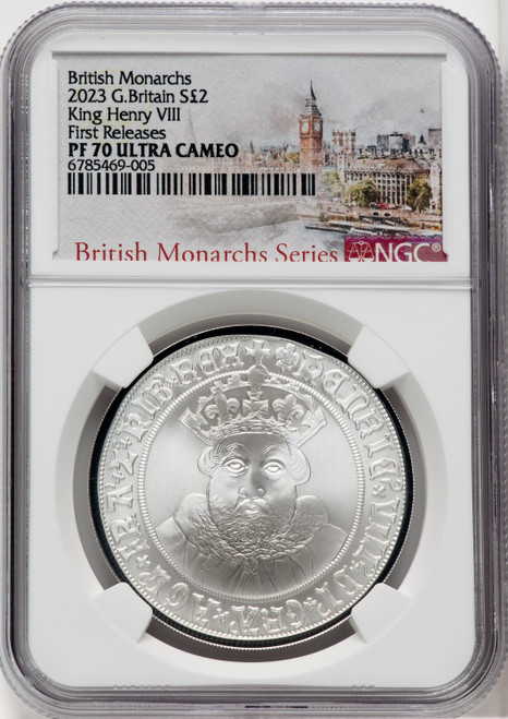 Charles III silver Proof  King Henry VIII  2 Pounds (1 oz) 2023 PR70 Ultra Cameo NGC World Coins NGC MS70 (517365204)