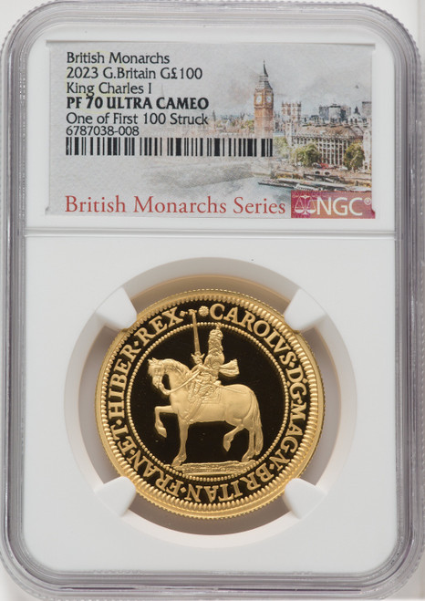 Charles III gold Proof  King Charles I  100 Pounds (1 oz) 2023 PR70 Ultra Cameo NGC World Coins NGC MS70 (517575083)
