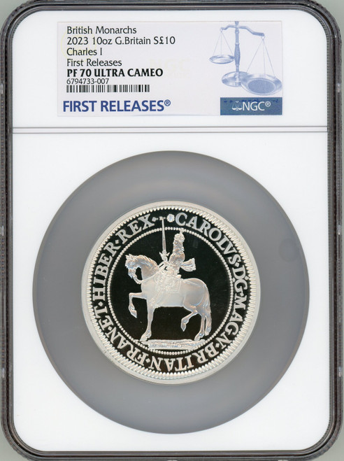 Charles III silver Proof  King Charles I  10 Pounds (10 oz) 2023 PR70 Ultra Cameo NGC World Coins NGC MS70 (517763017)