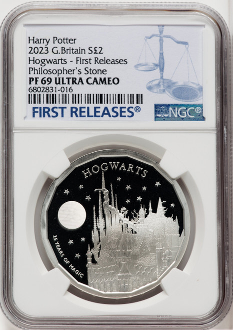 Charles III silver Proof  Hogwarts  2 Pounds (1 oz) 2023 PR69 Ultra Cameo NGC World Coins NGC MS69 (518111016)