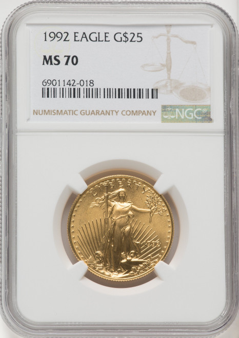 1992 $25 Half-Ounce Gold Eagle Brown Label NGC MS70 (769963006)