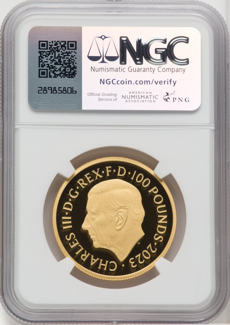 Charles III gold Proof “King Charles II” 100 Pounds (1 oz) 2023 PR70 Ultra Cameo NGC World Coins NGC MS70 (518114113)