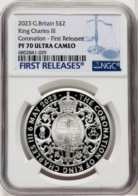 Charles III silver Proof  Royal Arms - King Charles III Coronation  2 Pounds (1 oz) 2023 PR70 Ultra Cameo NGC World Coins NGC MS70 (518115238)