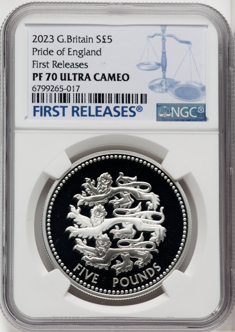 Charles III silver Proof  Pride of England  5 Pounds 2023 PR70 Ultra Cameo NGC World Coins NGC MS70 (518203017)