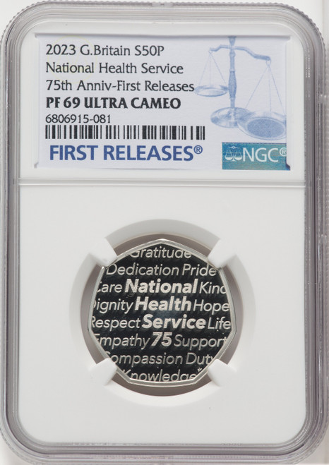 Charles III silver Proof  National Health Service - 75th Anniversary  50 Pence 2023 PR69 Ultra Cameo NGC World Coins NGC MS69 (518204081)