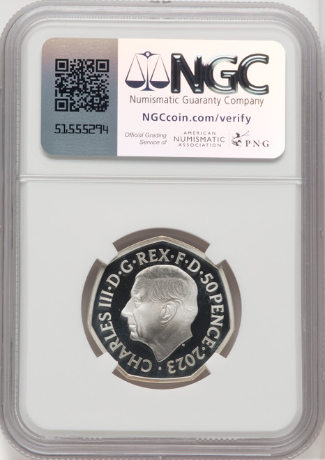 Charles III silver Proof  National Health Service - 75th Anniversary  50 Pence 2023 PR69 Ultra Cameo NGC World Coins NGC MS69 (518204084)