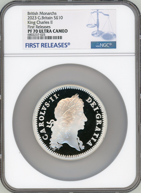 Charles III silver Proof  King Charles II  10 Pounds (5 oz) 2023 PR70 Ultra Cameo NGC World Coins NGC MS70 (518314028)
