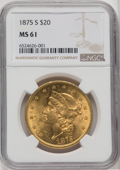 1875-S $20 Liberty Double Eagle NGC MS61 (764009017)