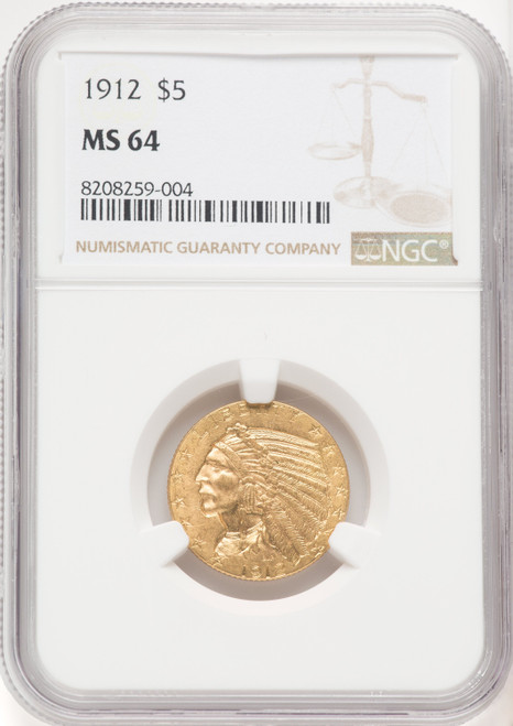 1912 $5 Indian Half Eagle NGC MS64 (769899010)