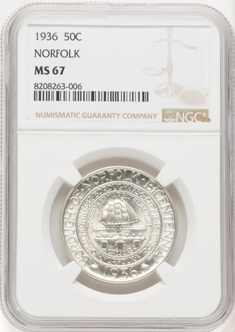 1936 50C Norfolk Commemorative Silver NGC MS67 (769899023)