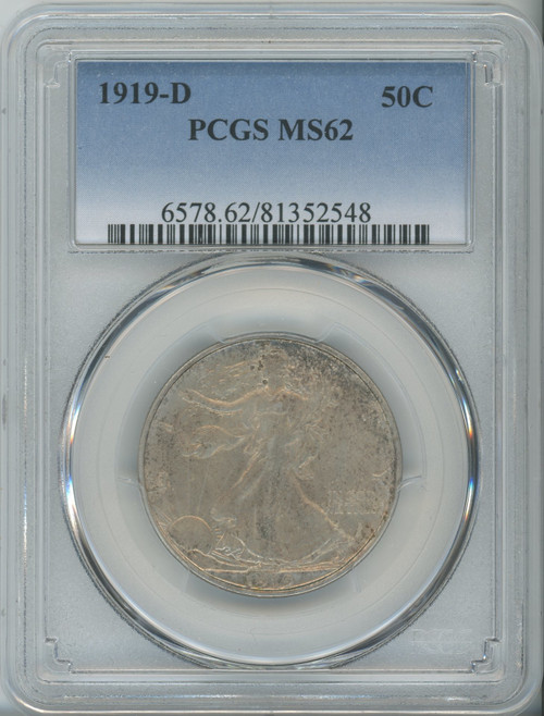 1919-D 50C Walking Liberty Half Dollar PCGS MS62