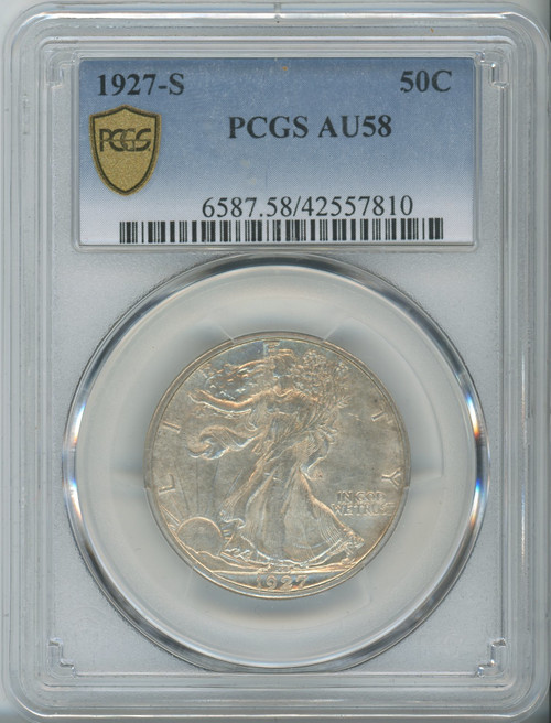 1927-S 50C Walking Liberty Half Dollar PCGS AU58