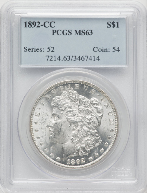 1892-CC Morgan Dollar PCGS MS63