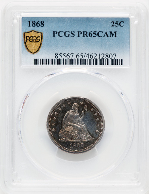 1868 25C CA Proof Seated Quarter PCGS PR65