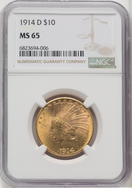 1914-D $10 Indian Eagle NGC MS65 (768602028)