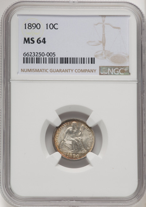 1890 10C Seated Dime NGC MS64