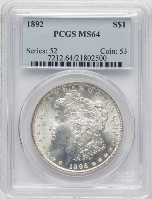 1892 Morgan Dollar PCGS MS64