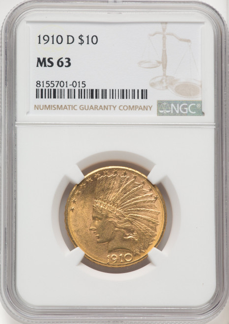 1910-D $10 Indian Eagle NGC MS63 (177100029)