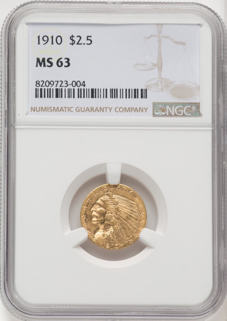 1910 $2.50 Indian Quarter Eagle NGC MS63 (770291017)