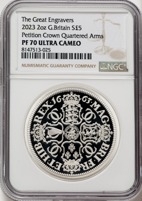 Charles III silver Proof  Petition Crown - Quartered Arms  5 Pounds (2 oz) 2023 PR70 Ultra Cameo NGC World Coins NGC MS70 (519051027)